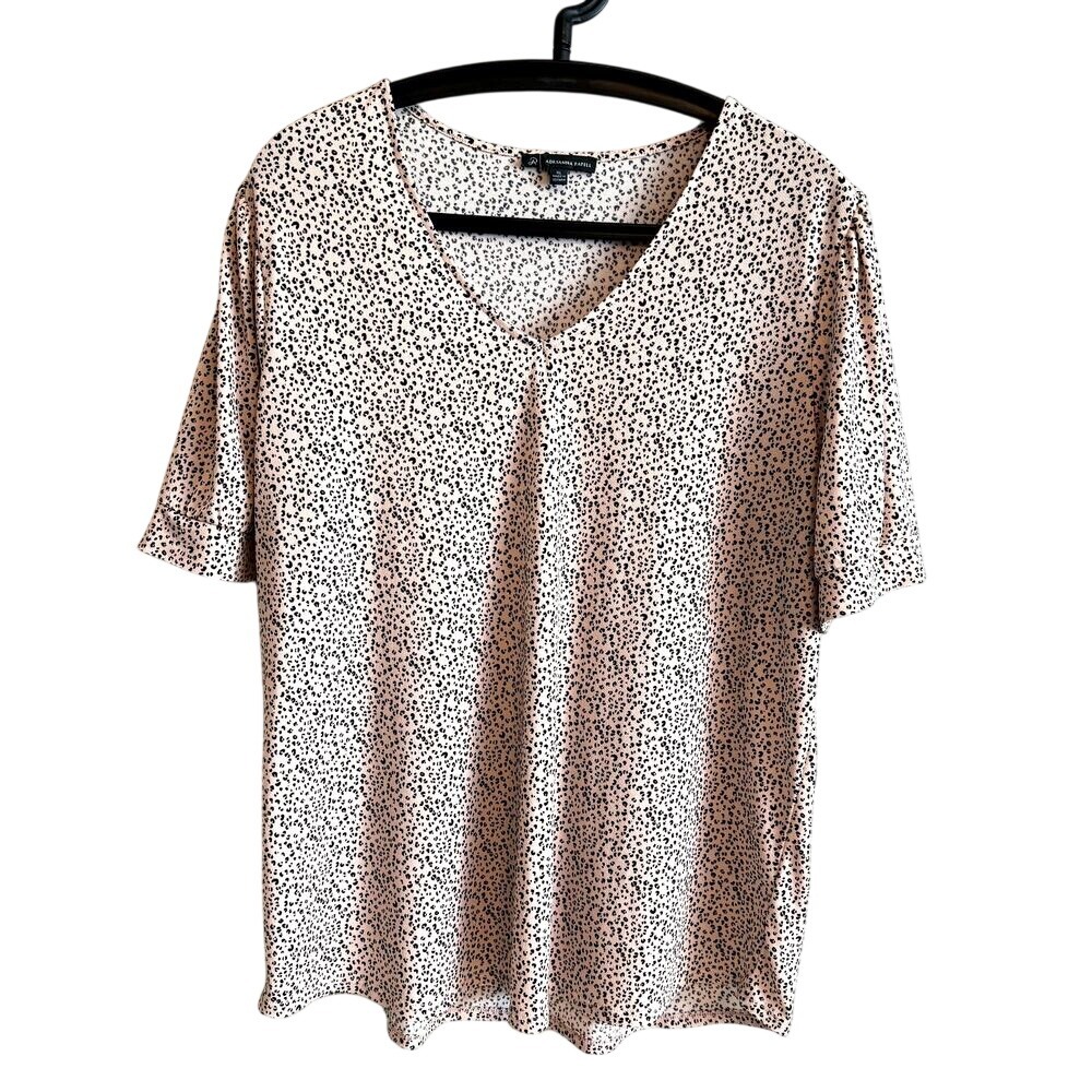 Adrianna Papell V-Neck Short Sleeve Top Size L Casual Timeless Office Business
